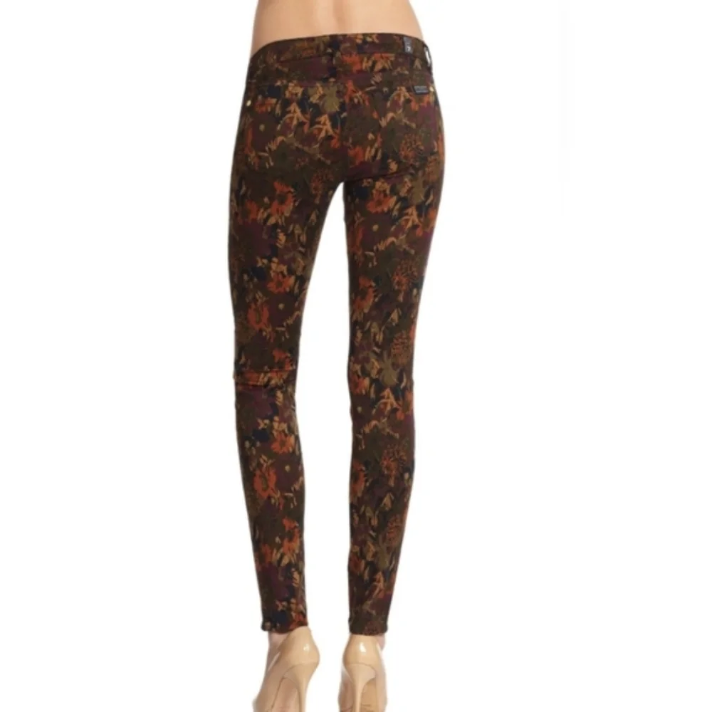 7 For All Mankind Brown Floral Print Jeans - Picture 2 of 6
